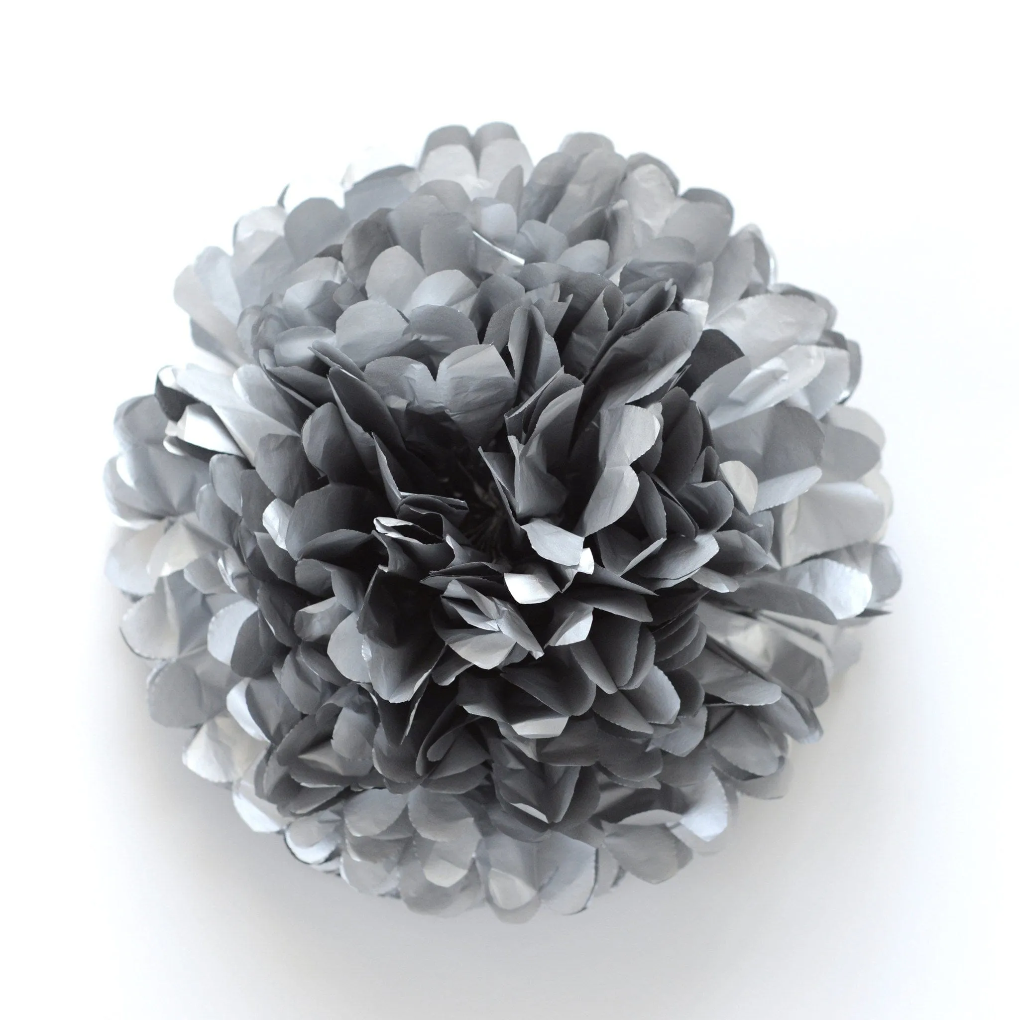 Metallic silver paper pom pom
