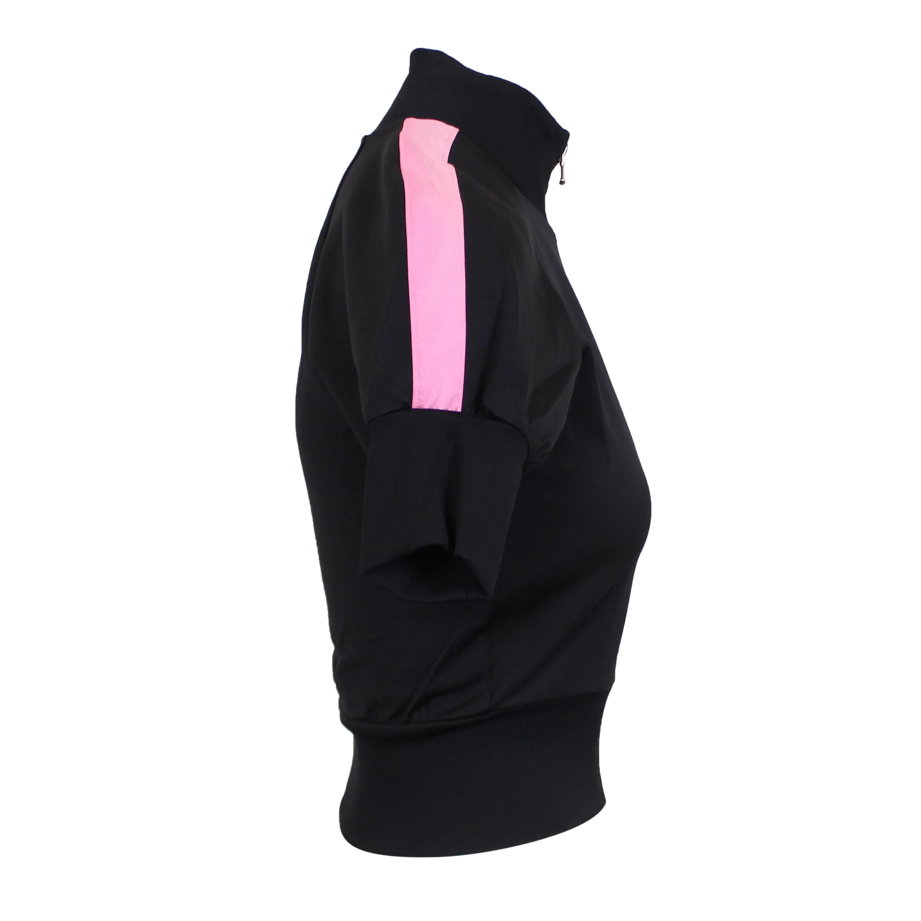 Moschino Couture Side Stripe Zip Up Short Sleeve Jacket - Black
