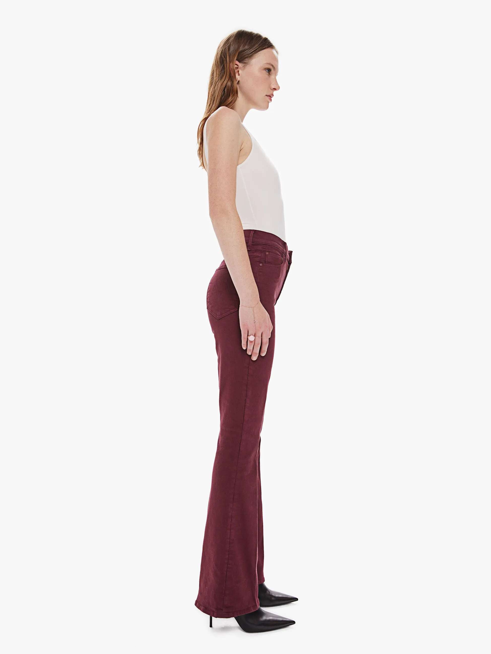 Mother - High Waisted Weekender Skimp in Burgundy