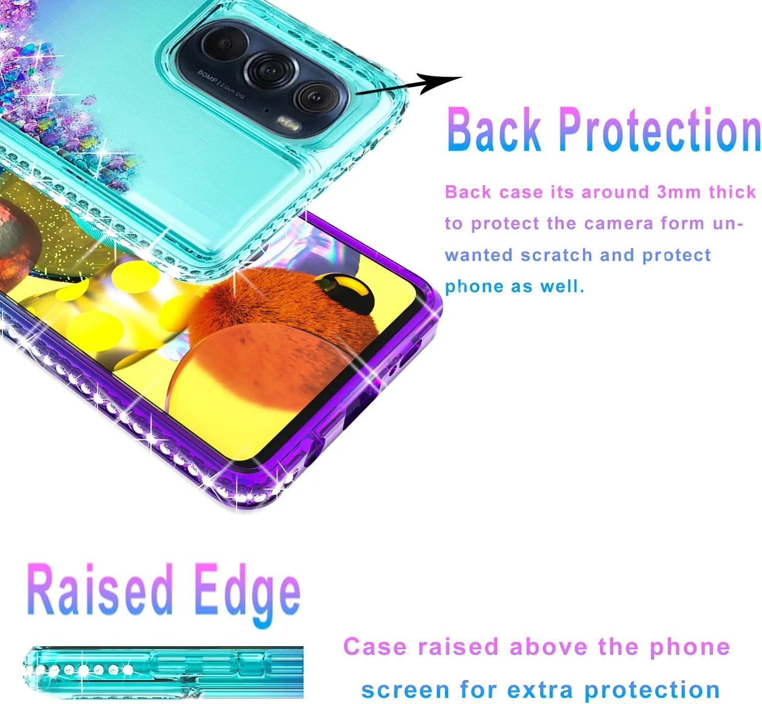 Motorola Edge Plus Case Phone Cover -Teal/Purple