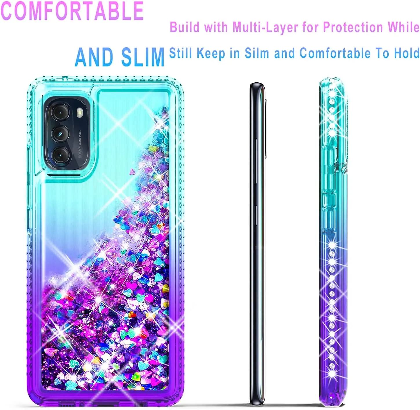 Motorola Edge Plus Case Phone Cover -Teal/Purple