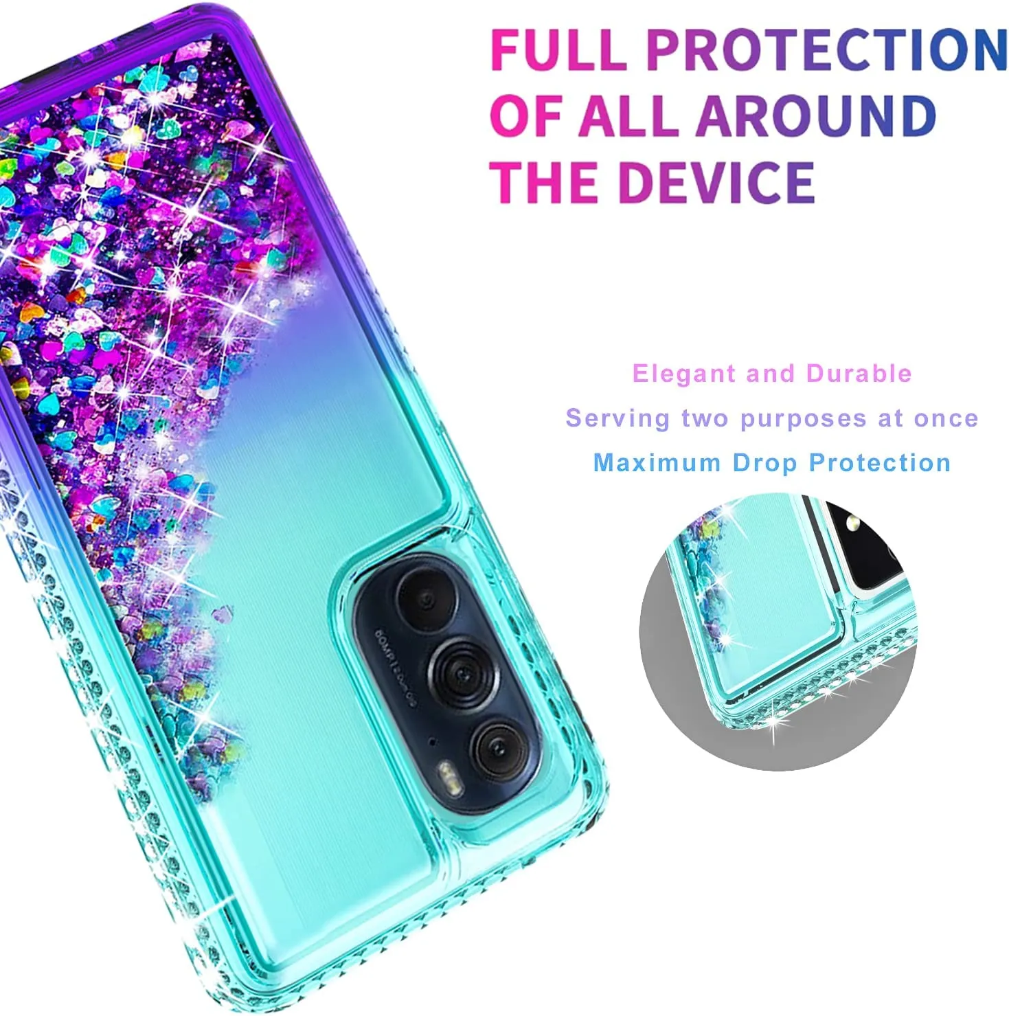Motorola Edge Plus Case Phone Cover -Teal/Purple
