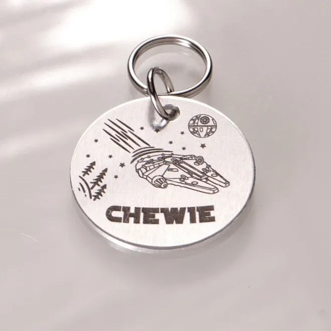 Personalized Millenium Falcon Pet Tag, Sci-Fi Pet Tag, Star Wars Cat Tag, Star Wars Dog Tag - Star Wars Pet Tag