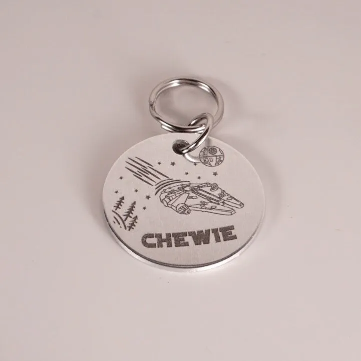 Personalized Millenium Falcon Pet Tag, Sci-Fi Pet Tag, Star Wars Cat Tag, Star Wars Dog Tag - Star Wars Pet Tag