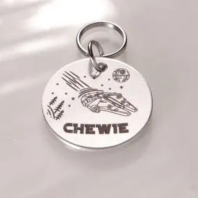 Personalized Millenium Falcon Pet Tag, Sci-Fi Pet Tag, Star Wars Cat Tag, Star Wars Dog Tag - Star Wars Pet Tag