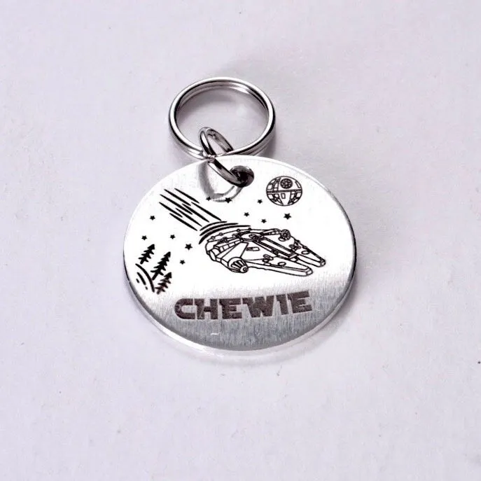 Personalized Millenium Falcon Pet Tag, Sci-Fi Pet Tag, Star Wars Cat Tag, Star Wars Dog Tag - Star Wars Pet Tag