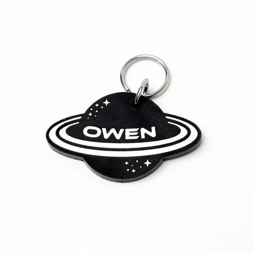 Personalized Planet Saturn dog tag, space id tag , rocket dog tag, space id rocket pet id tag, luna id tag, Apollo, Astro