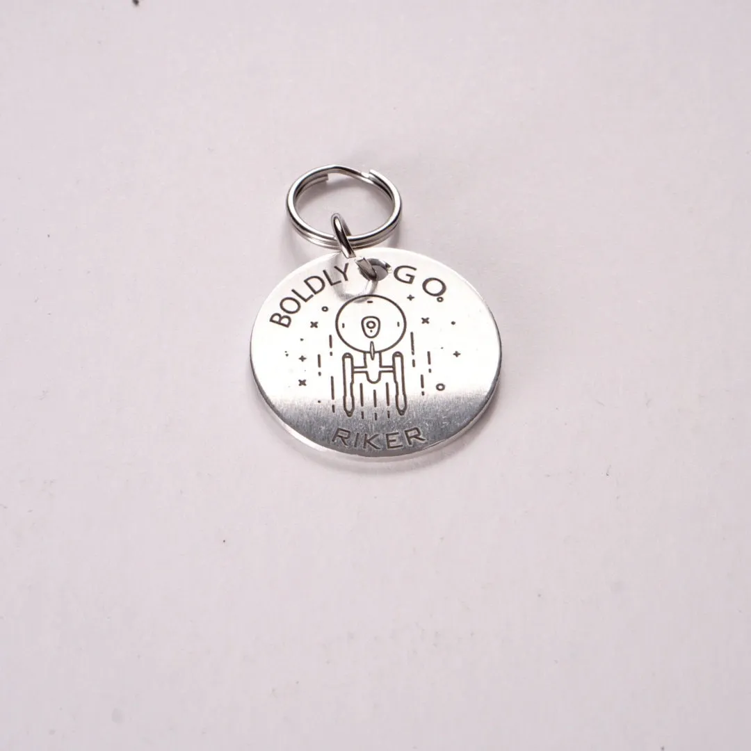 Personalized Spaceship Pet Tag, Sci-Fi Pet Tag, Space Ship Cat Tag, Star Wars Dog Tag - Enterprise Pet Tag