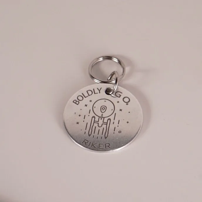 Personalized Spaceship Pet Tag, Sci-Fi Pet Tag, Space Ship Cat Tag, Star Wars Dog Tag - Enterprise Pet Tag
