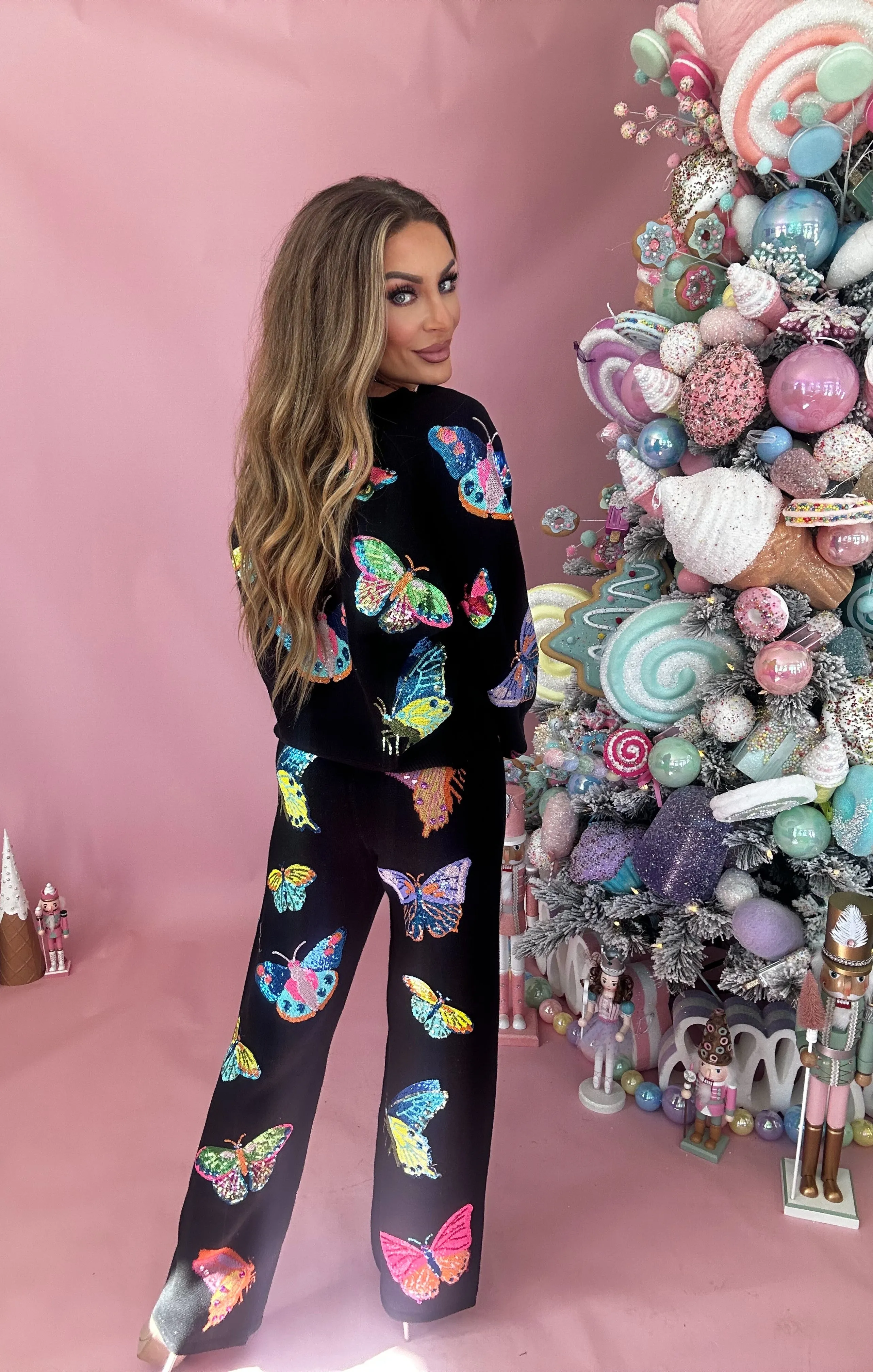Queen Of Sparkles Big Black Butterfly Pants