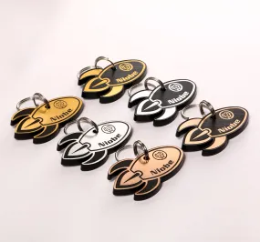 Rocket dog tag, space custom two sides tag, identity dog space, Dog Collar, Star Space theme, rocket pet id tag, laika, sputnik, pluton