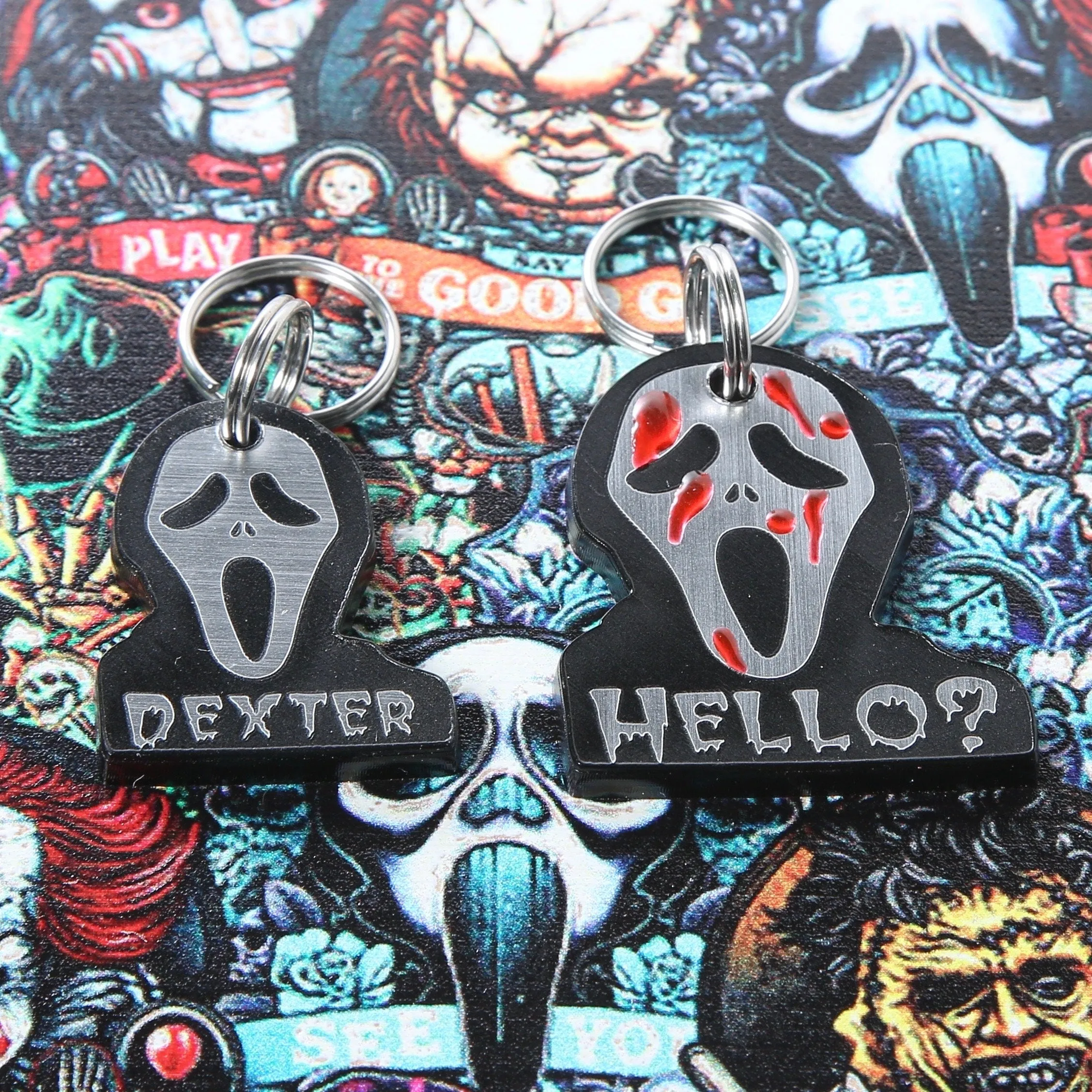 Scary Mask Personalized Pet Tag - Scary  Pet Tag - Horror Pet Tag