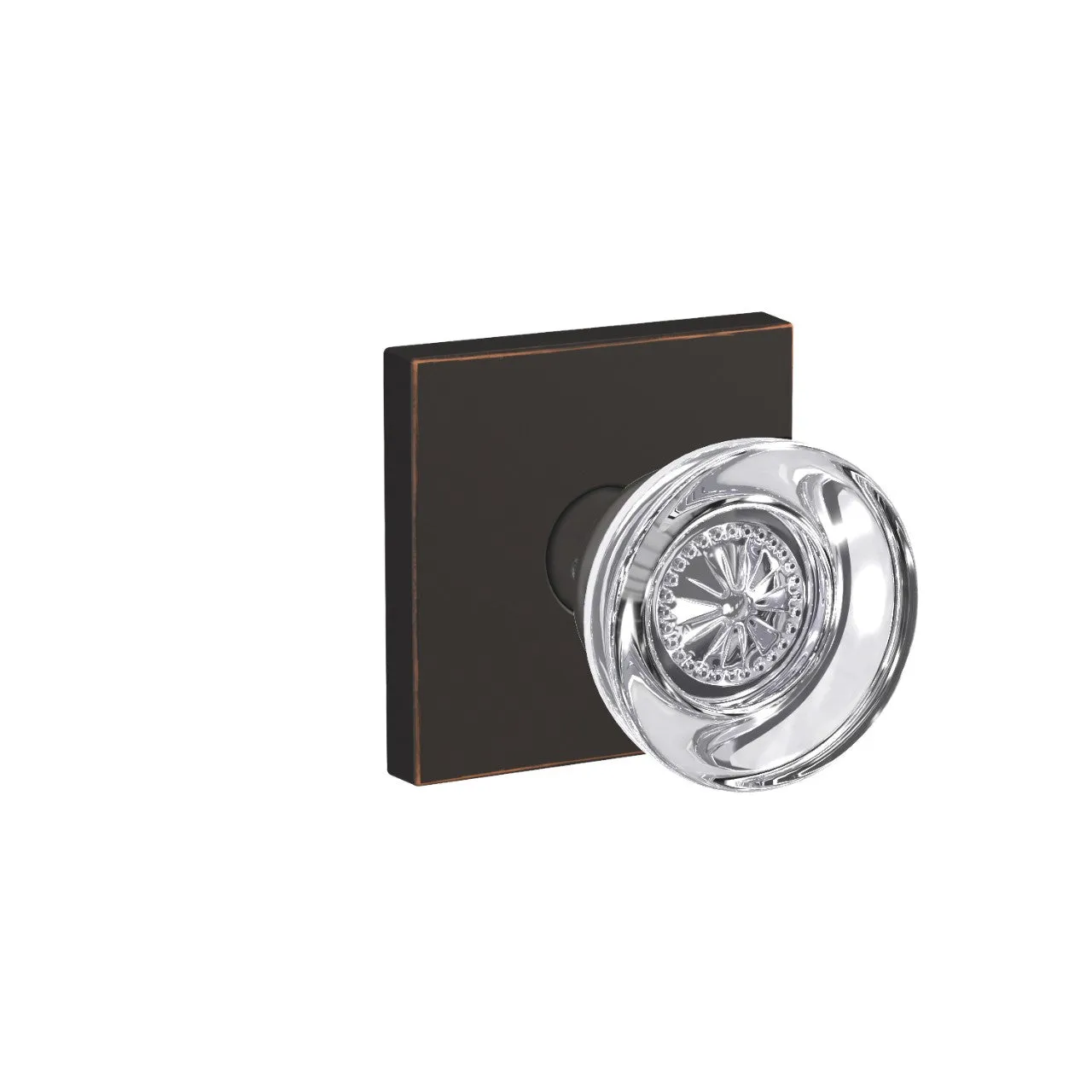 Schlage Custom Hobson Glass Non-Turning Knob Collins Trim