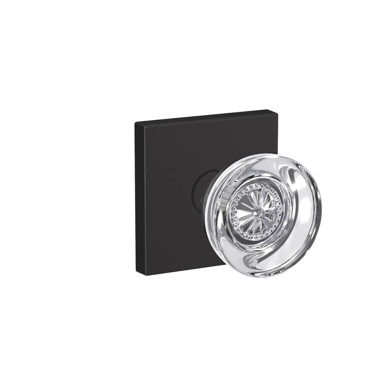 Schlage Custom Hobson Glass Non-Turning Knob Collins Trim
