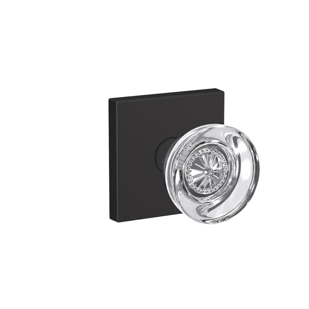 Schlage Custom Hobson Glass Non-Turning Knob Collins Trim