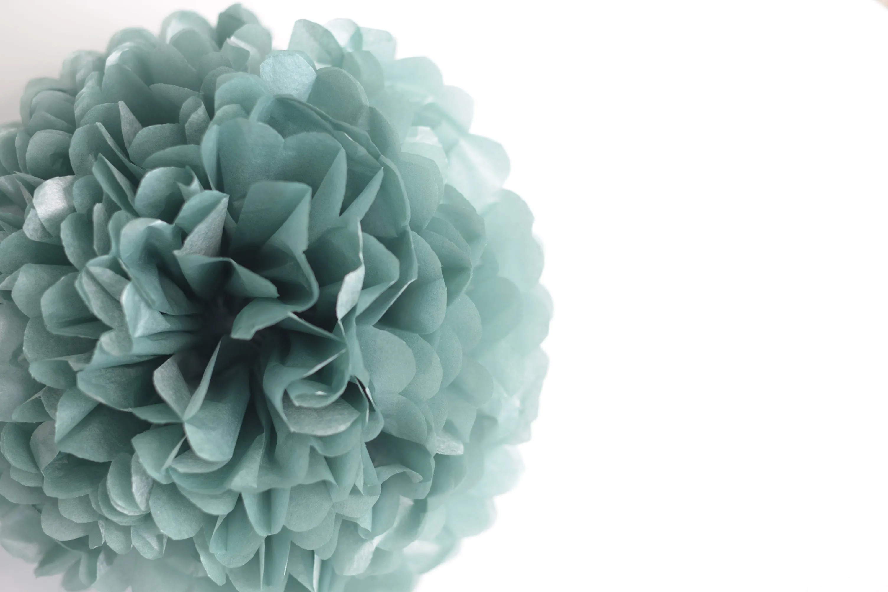 Shimmery patina tissue paper pom pom