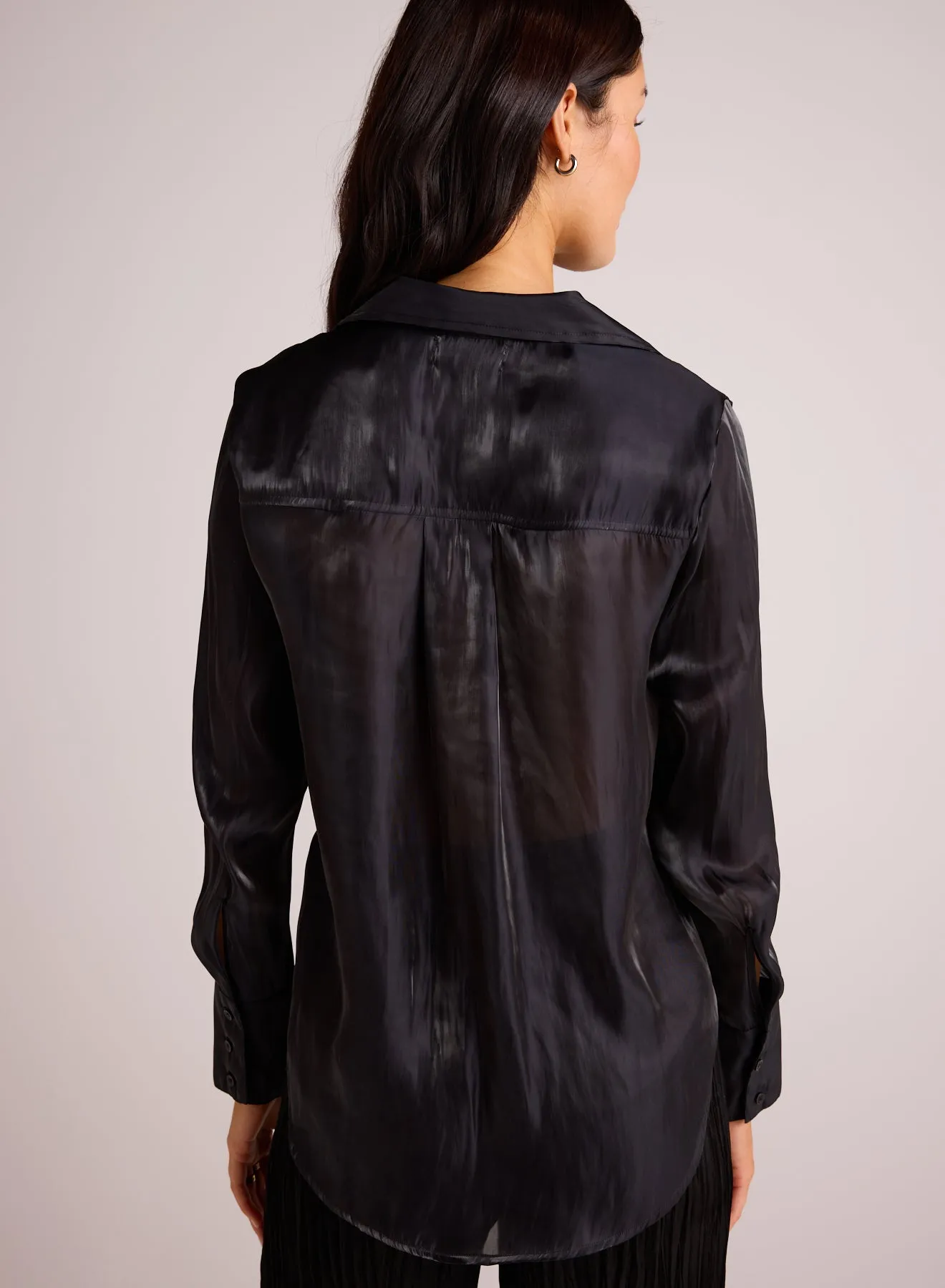 Shirt Tail Button Down - Black Shimmer