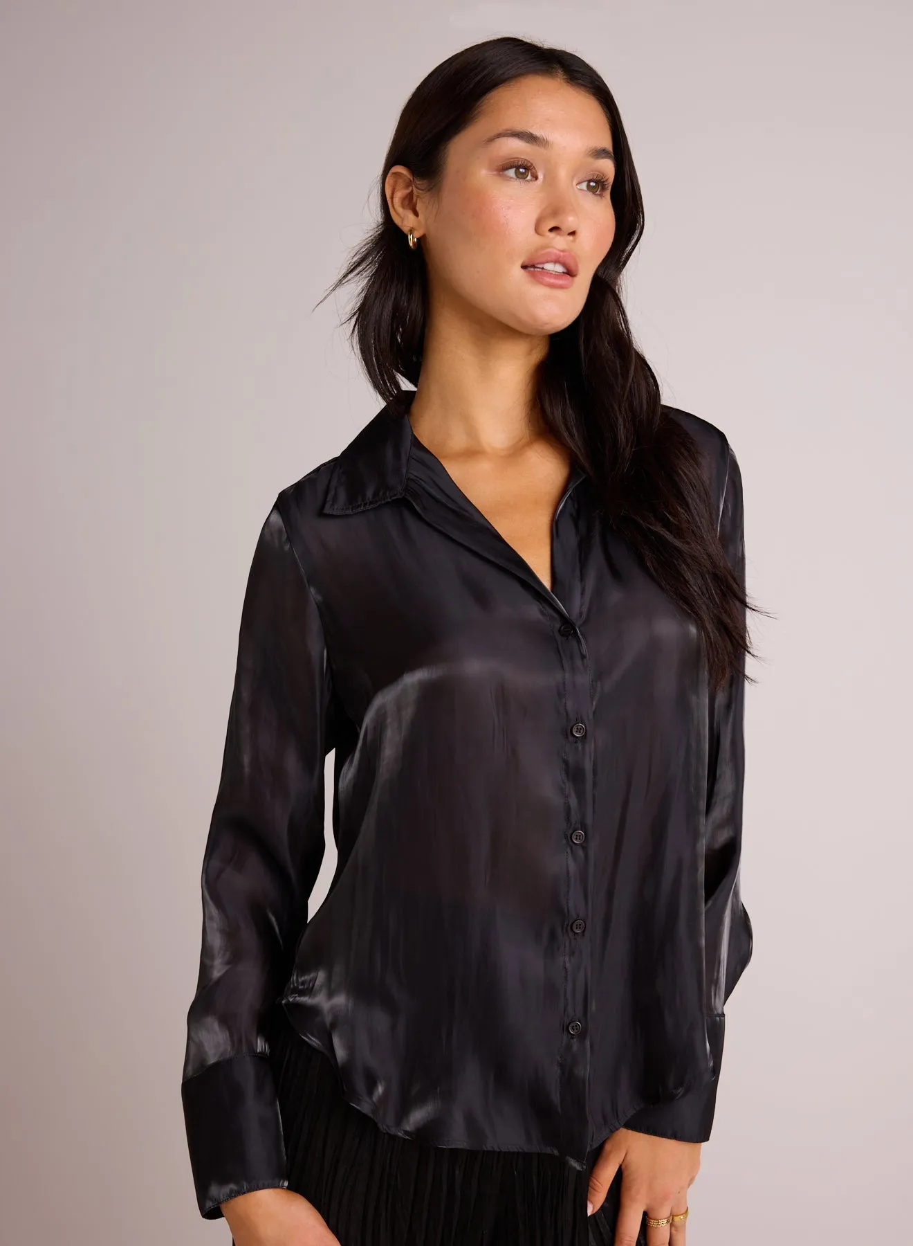 Shirt Tail Button Down - Black Shimmer