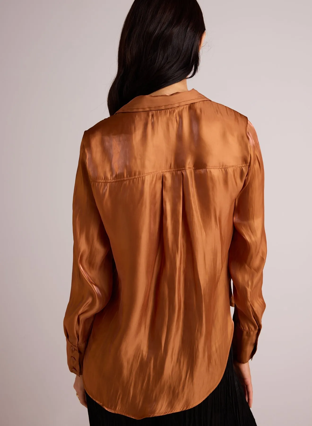 Shirt Tail Button Down - Ember Glow Shimmer