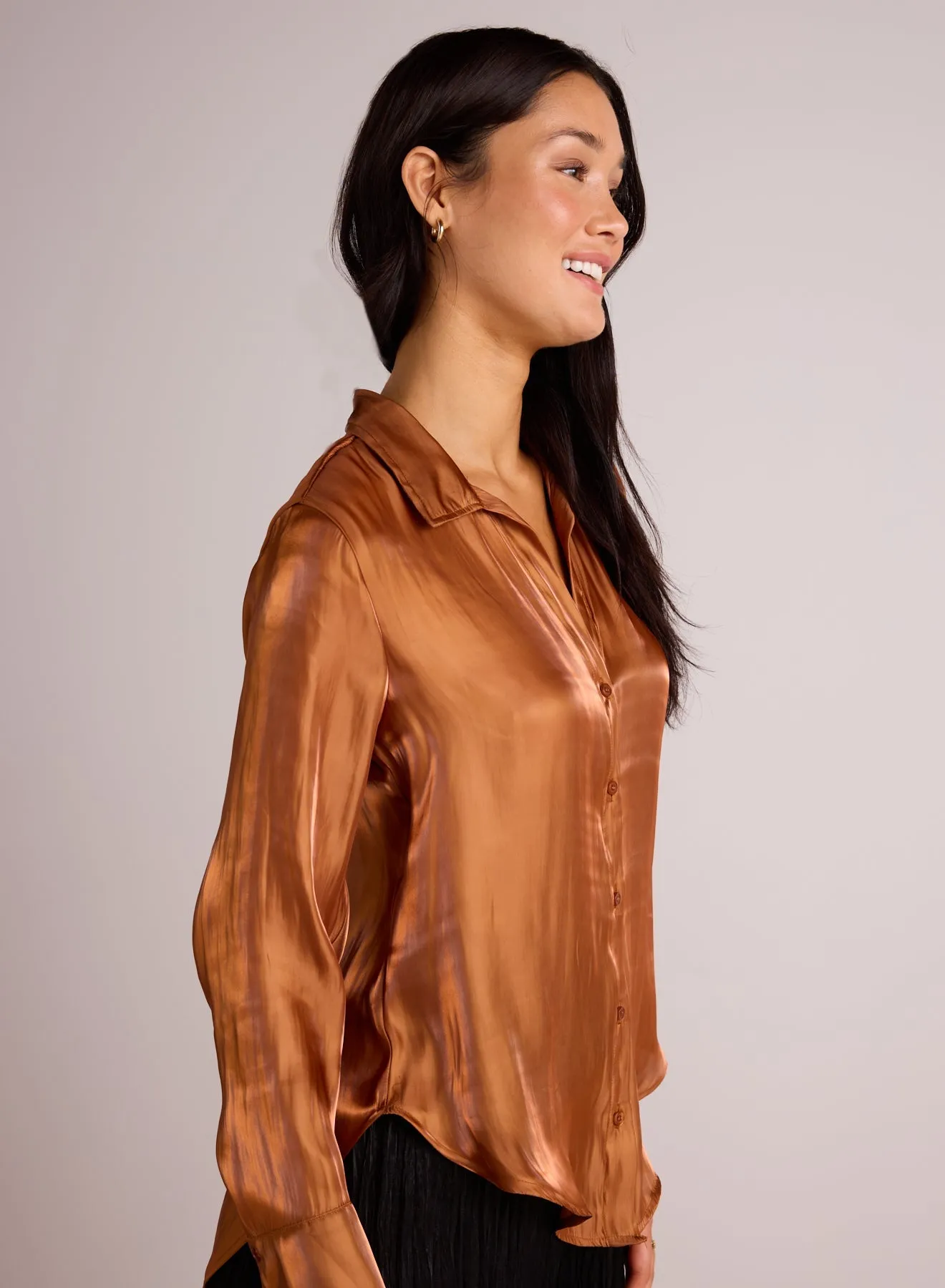 Shirt Tail Button Down - Ember Glow Shimmer