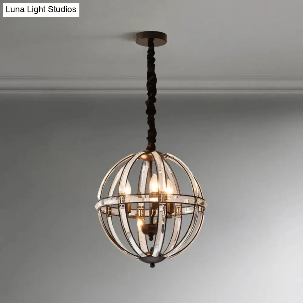 Simplicity Global Crystal-Encrusted Pendant Chandelier in Black/Gold: Elegant Single-Bulb Light for Restaurants