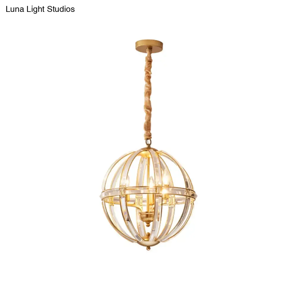 Simplicity Global Crystal-Encrusted Pendant Chandelier in Black/Gold: Elegant Single-Bulb Light for Restaurants