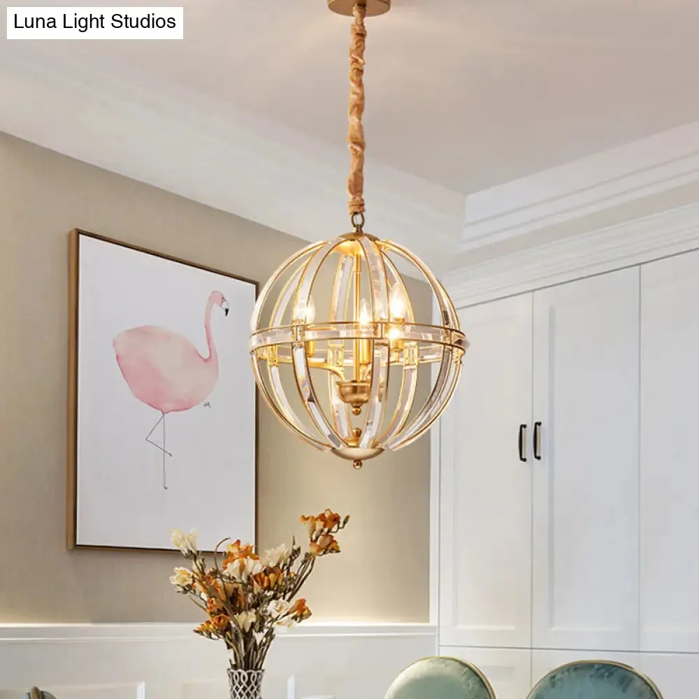 Simplicity Global Crystal-Encrusted Pendant Chandelier in Black/Gold: Elegant Single-Bulb Light for Restaurants