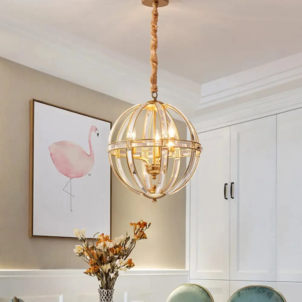 Simplicity Global Crystal-Encrusted Pendant Chandelier in Black/Gold: Elegant Single-Bulb Light for Restaurants