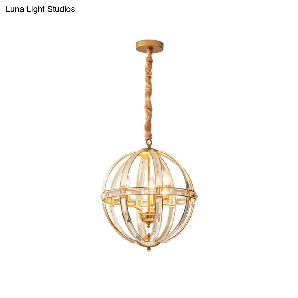 Simplicity Global Crystal-Encrusted Pendant Chandelier in Black/Gold: Elegant Single-Bulb Light for Restaurants