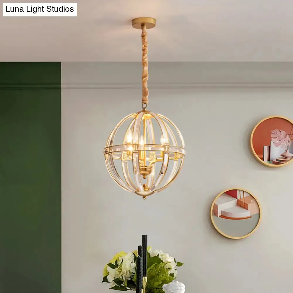 Simplicity Global Crystal-Encrusted Pendant Chandelier in Black/Gold: Elegant Single-Bulb Light for Restaurants
