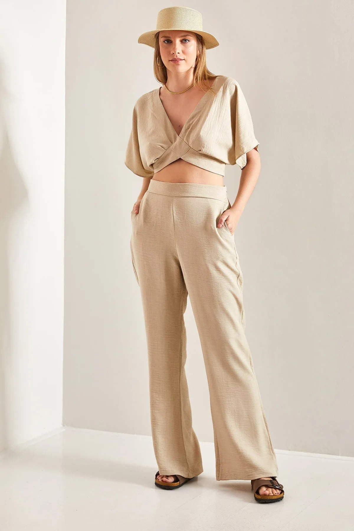 Summer Tied Linen Suit, Casual Vintage Linen Suit, Linen Top and Pants, Natural Fiber Suit, Double Team