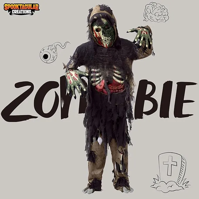 Swamp Deluxe Skeleton Living Dead Zombie Costume for Halloween Kids