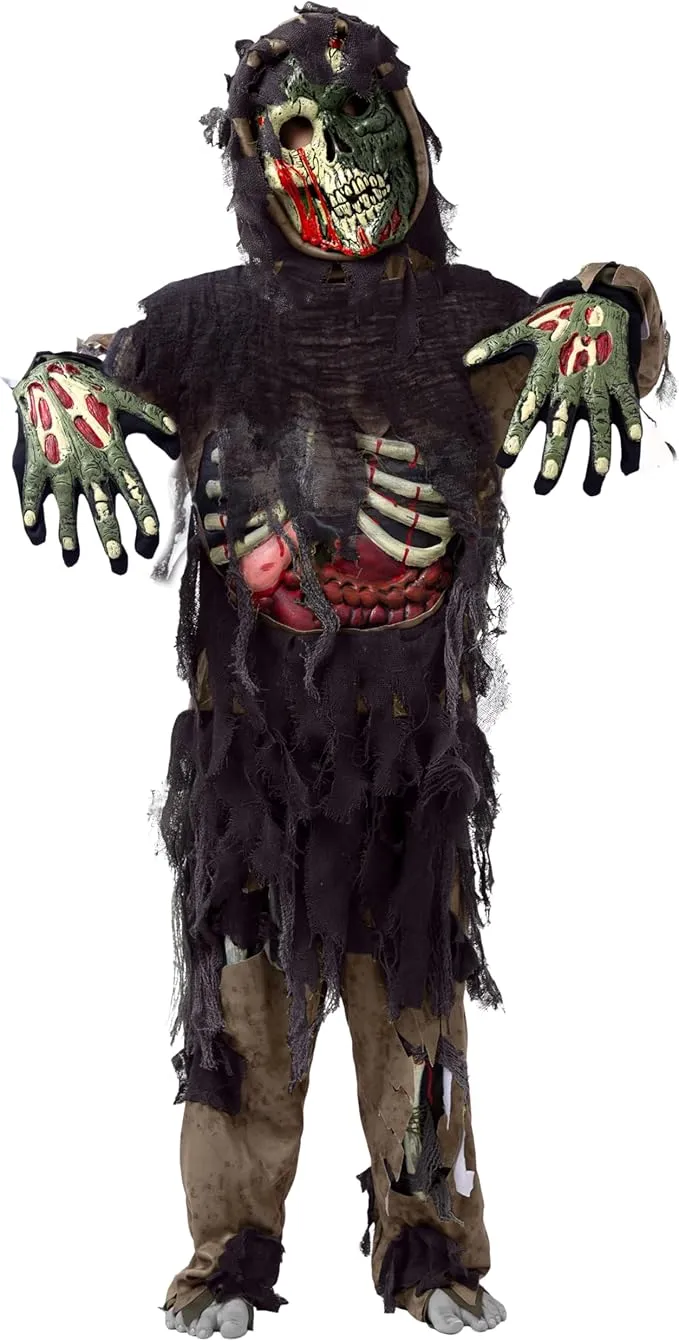 Swamp Deluxe Skeleton Living Dead Zombie Costume for Halloween Kids