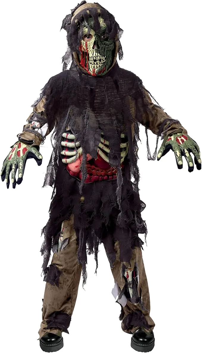 Swamp Deluxe Skeleton Living Dead Zombie Costume for Halloween Kids