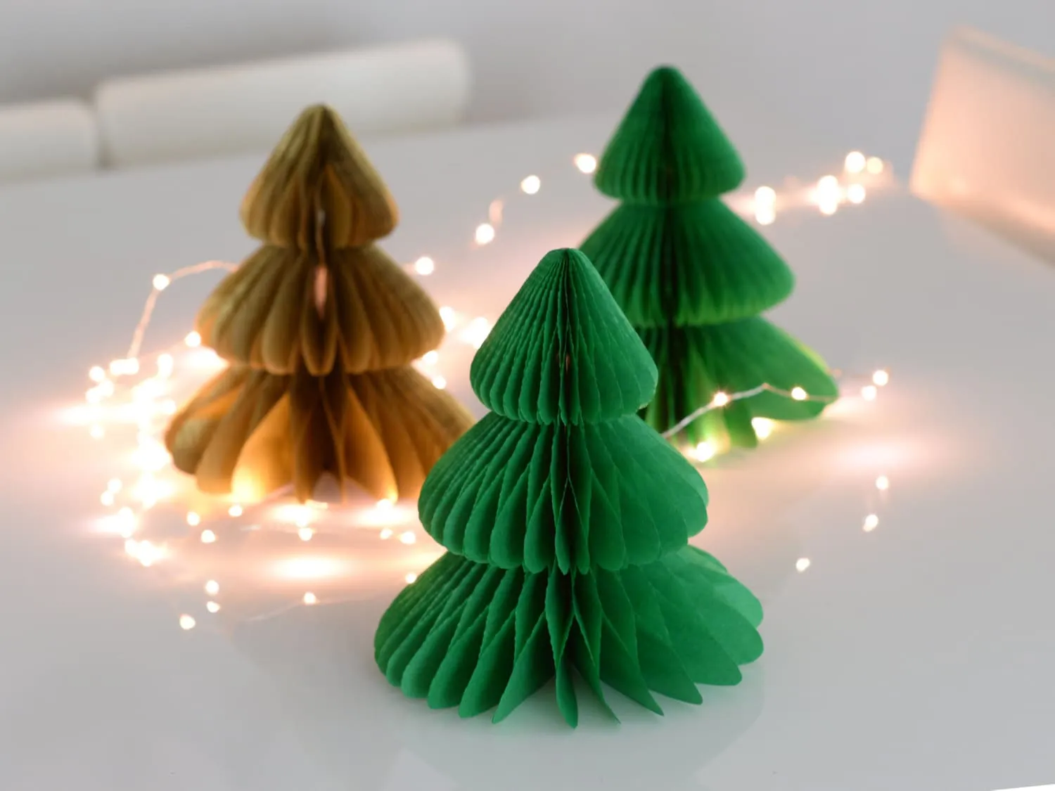 Tissue paper Christmas tree set | Paper honeycomb set | Christmas decorations | Holiday decor