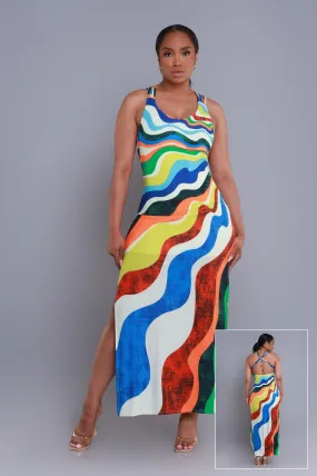 Untamed Abstract Print Maxi Dress - Multicolor