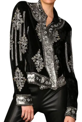 Velvet Sequin Jacket in Black