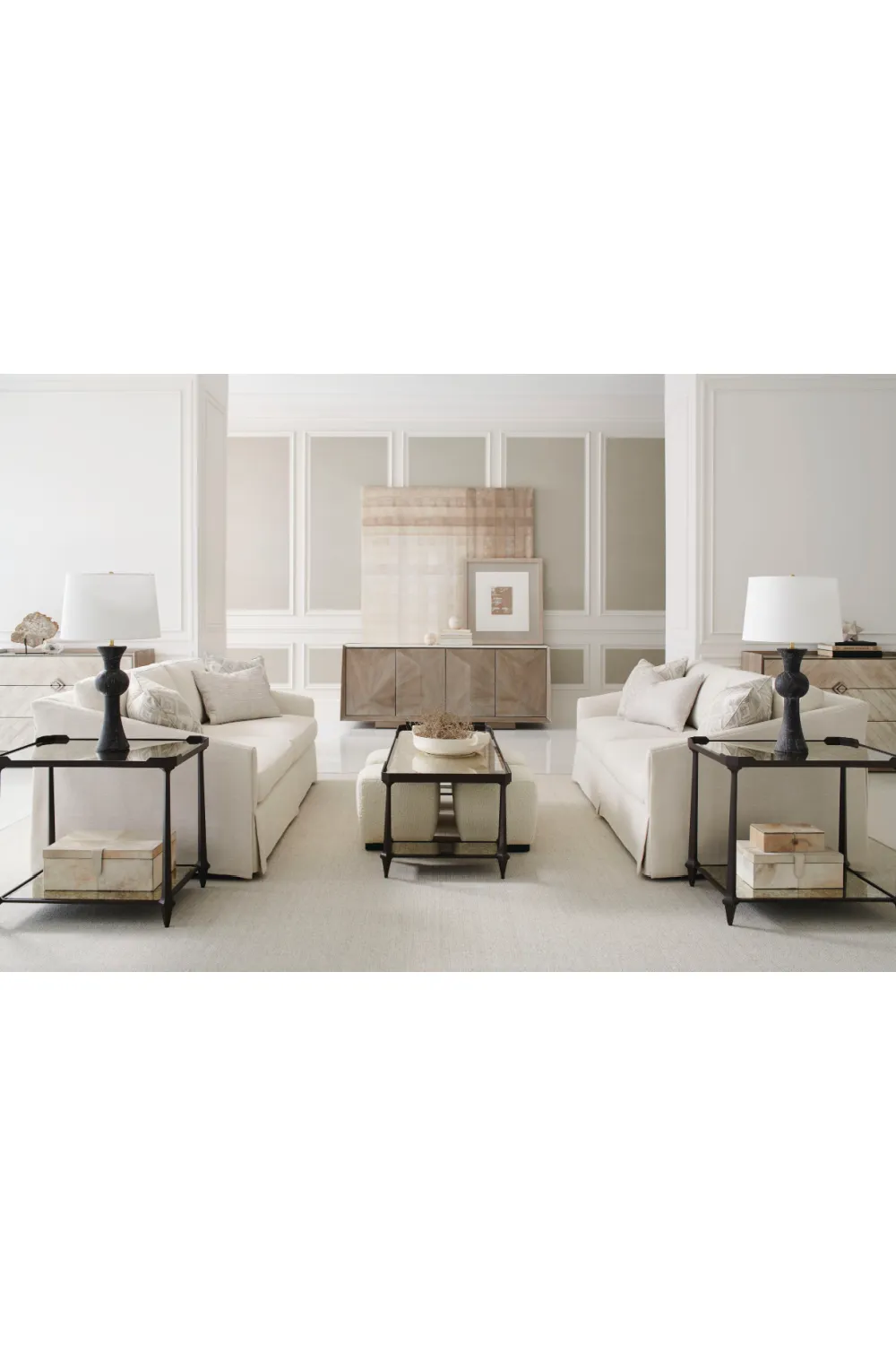 White Square Ottoman | Caracole Marshmallow