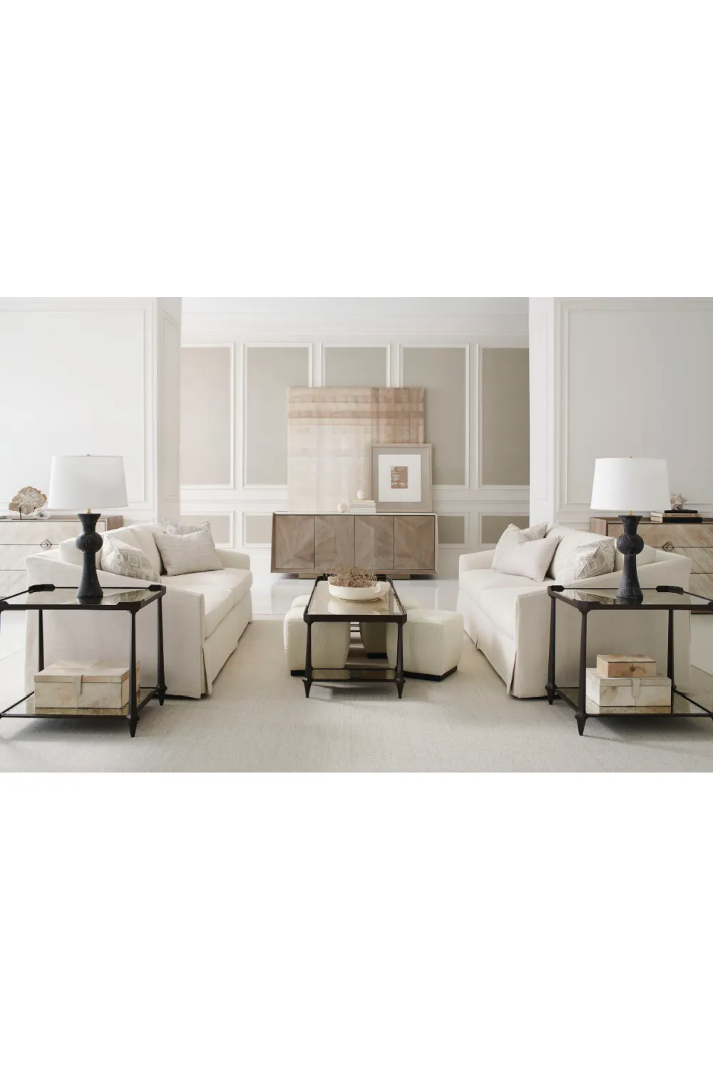 White Square Ottoman | Caracole Marshmallow