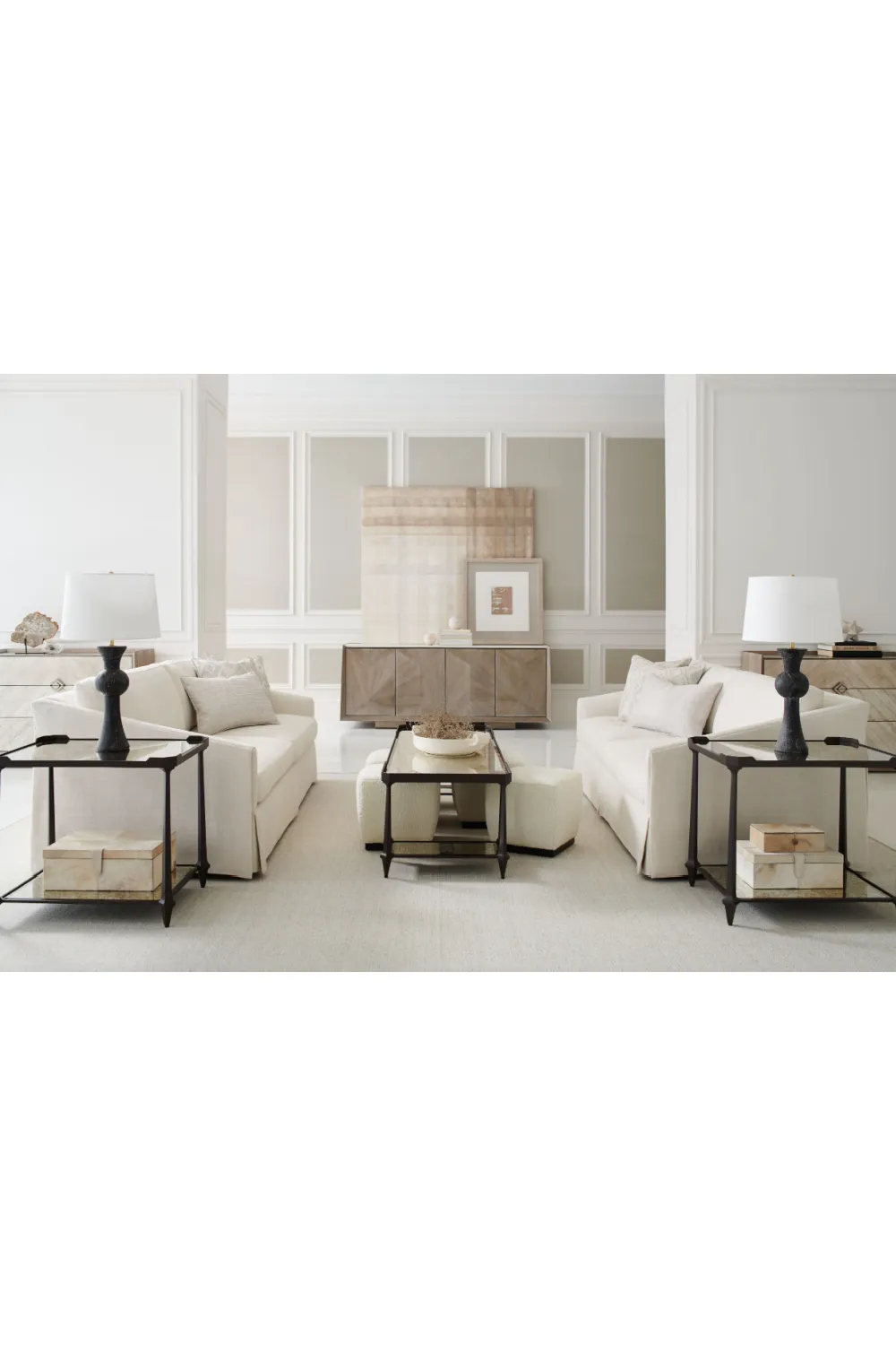 White Square Ottoman | Caracole Marshmallow