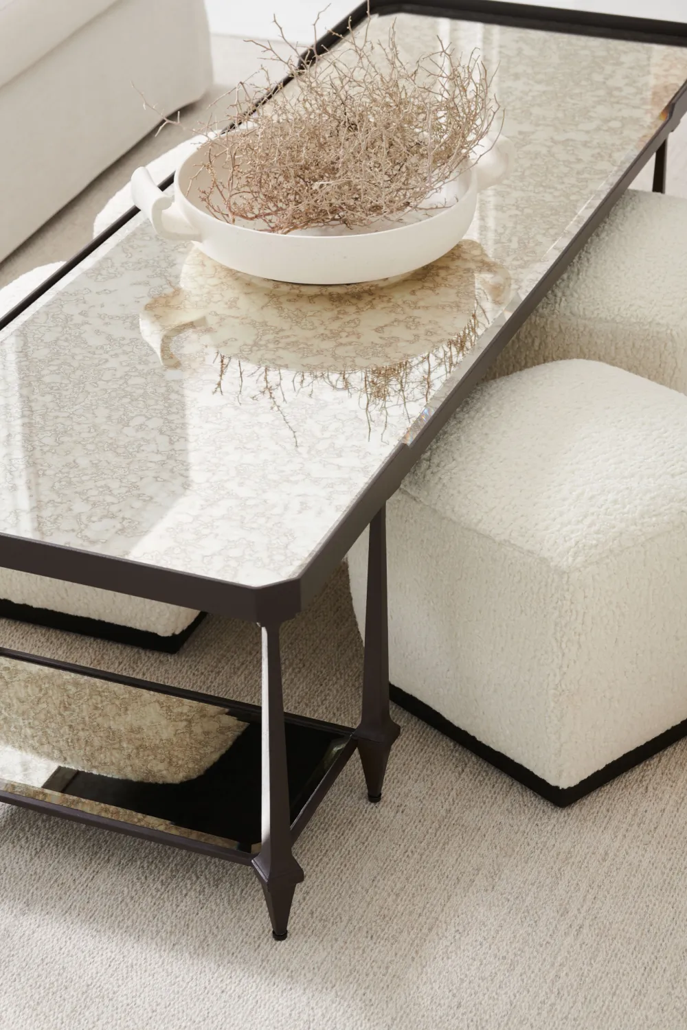 White Square Ottoman | Caracole Marshmallow