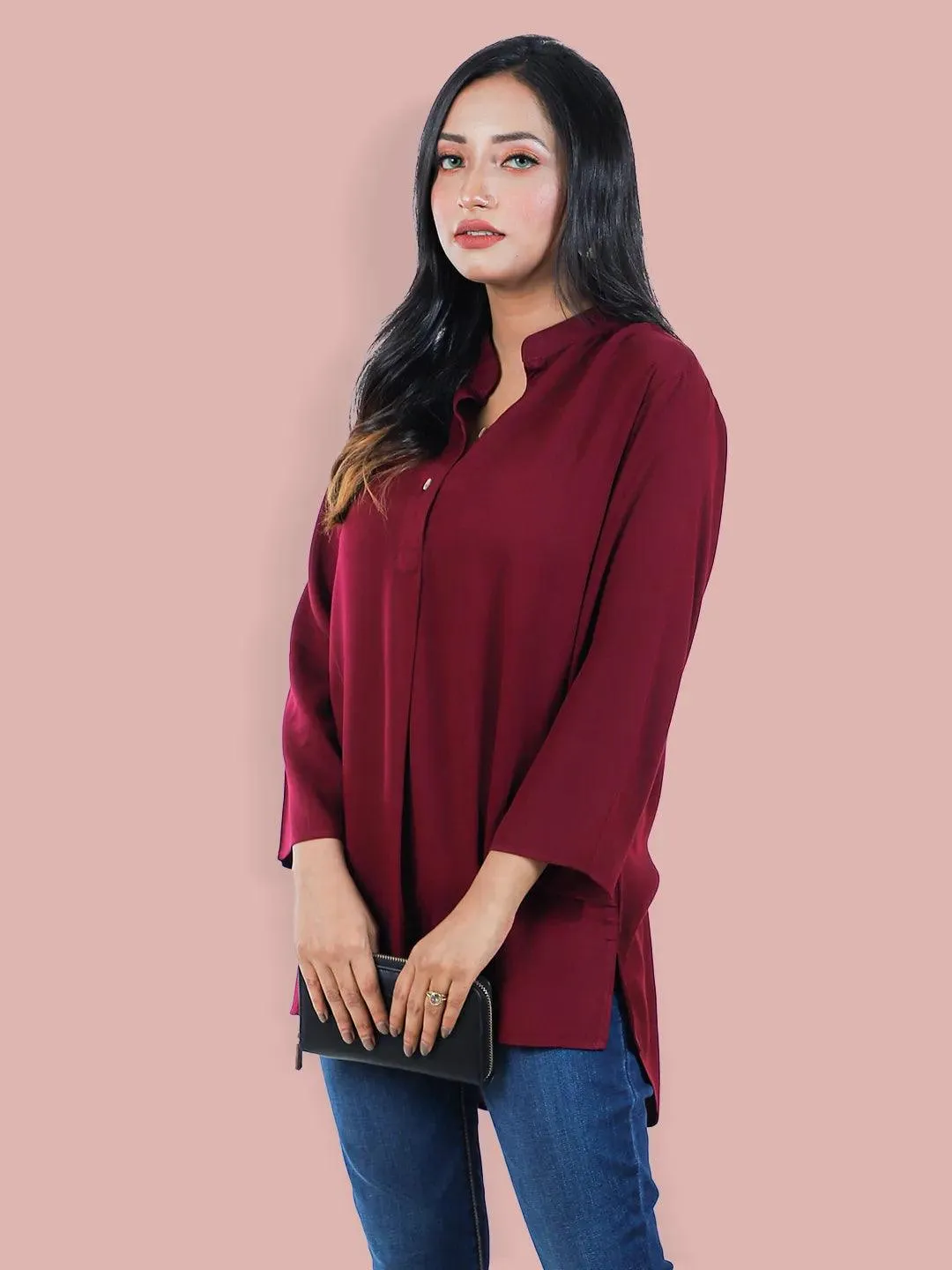 Women Maroon Casual Shirt