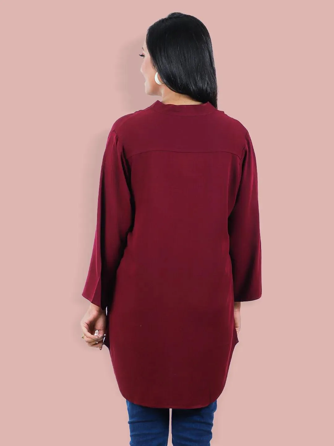 Women Maroon Casual Shirt