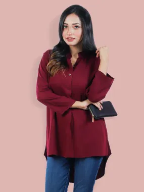 Women Maroon Casual Shirt