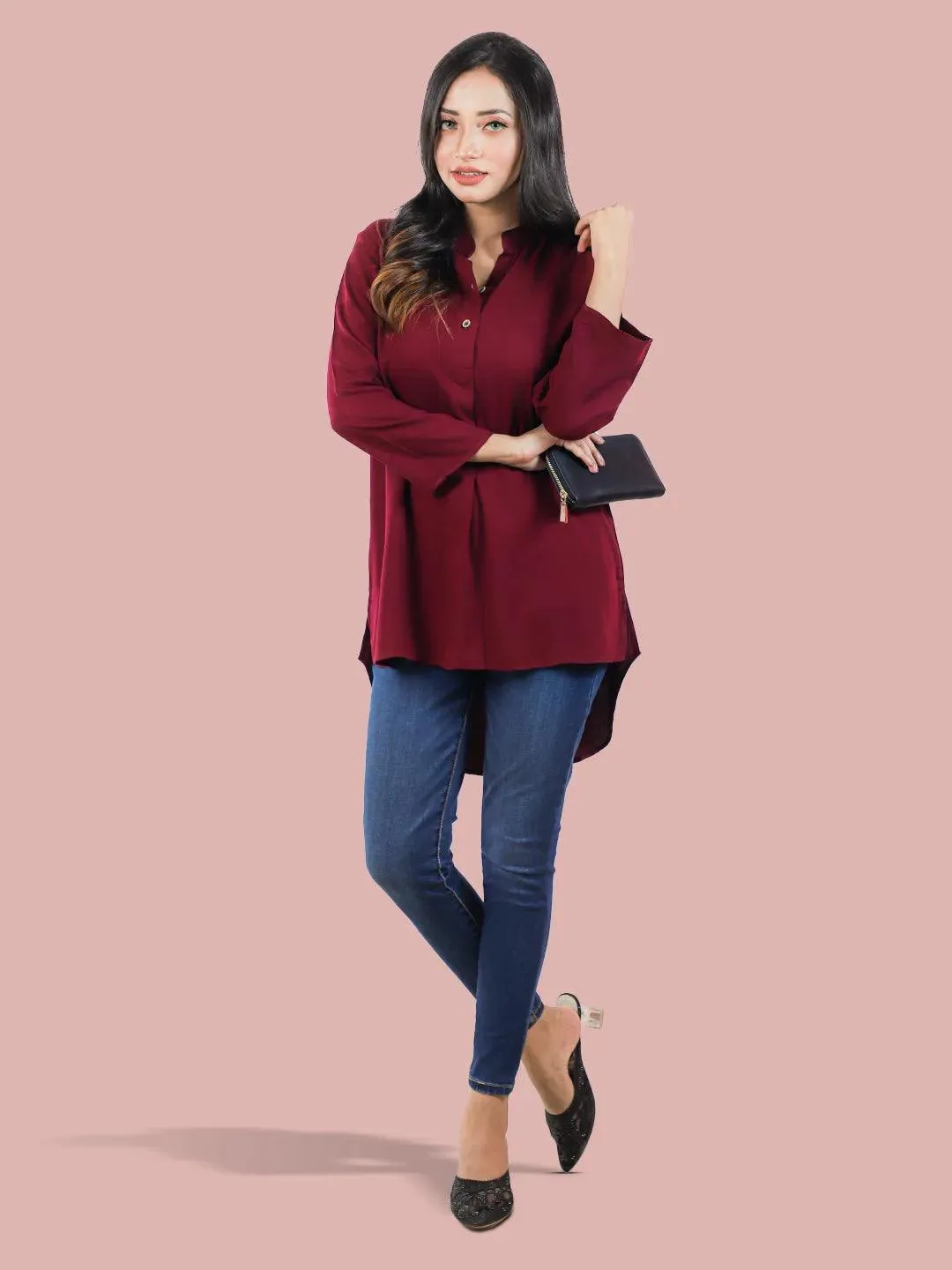 Women Maroon Casual Shirt