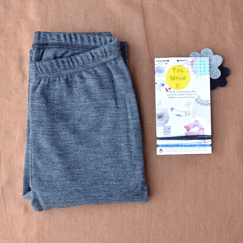 Women's 100% Organic Merino Wool Leggings- Slate (34/36) *SECONDS/YOU MEND IT!